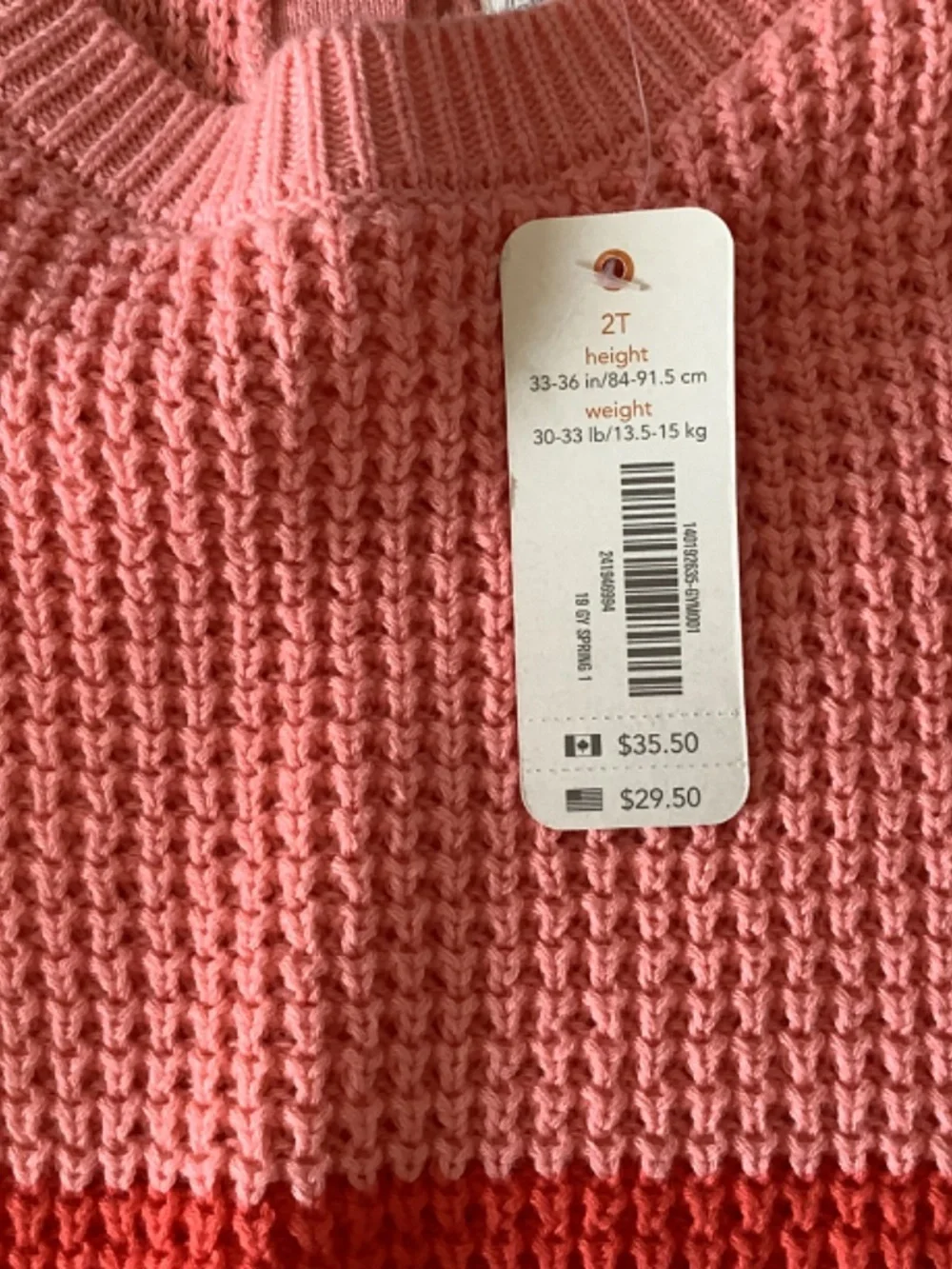 NWT Gymboree Baby Girls Colorful Striped Peach Knit Sweater Size 2T